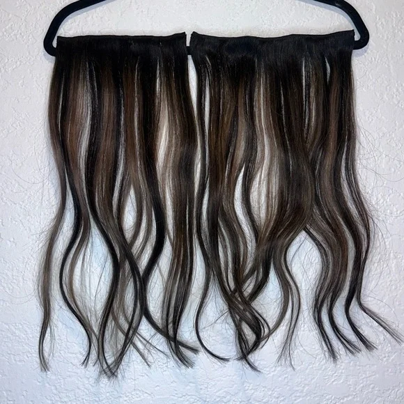 Sunny Hair Clip in Real Human Hair Black Ombre Dark Brown Caramel Blonde - Picture 6 of 11